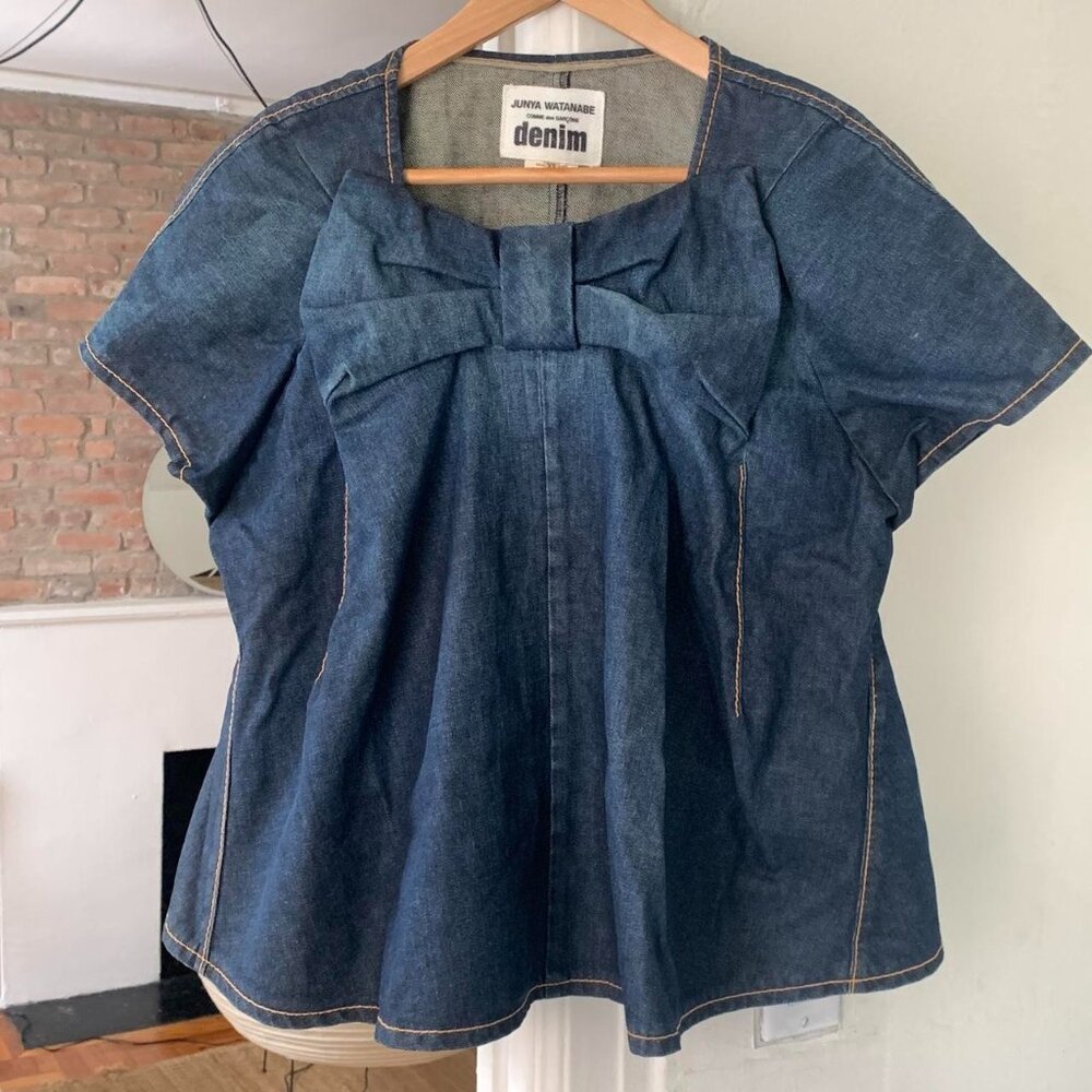 Junya Watanabe Denim Line Bow Babydoll Top XS